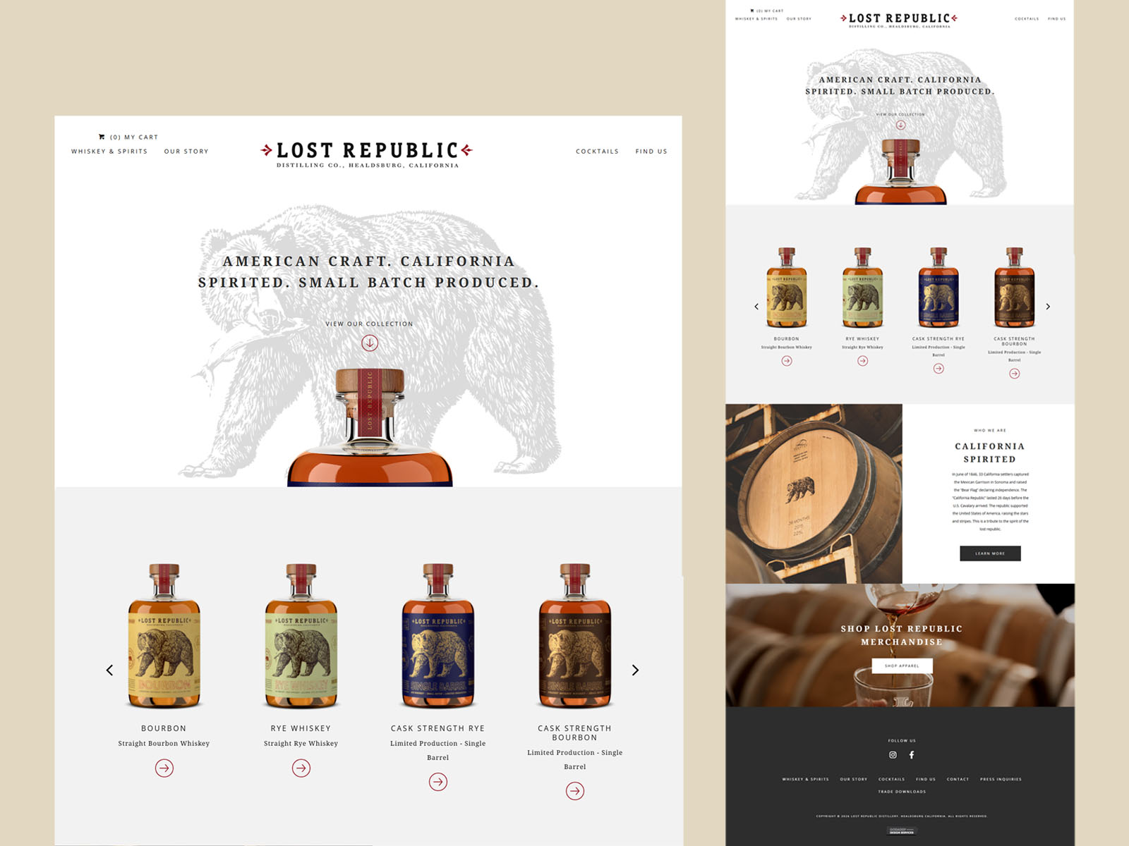 Lost Republic Distillery homepage layout